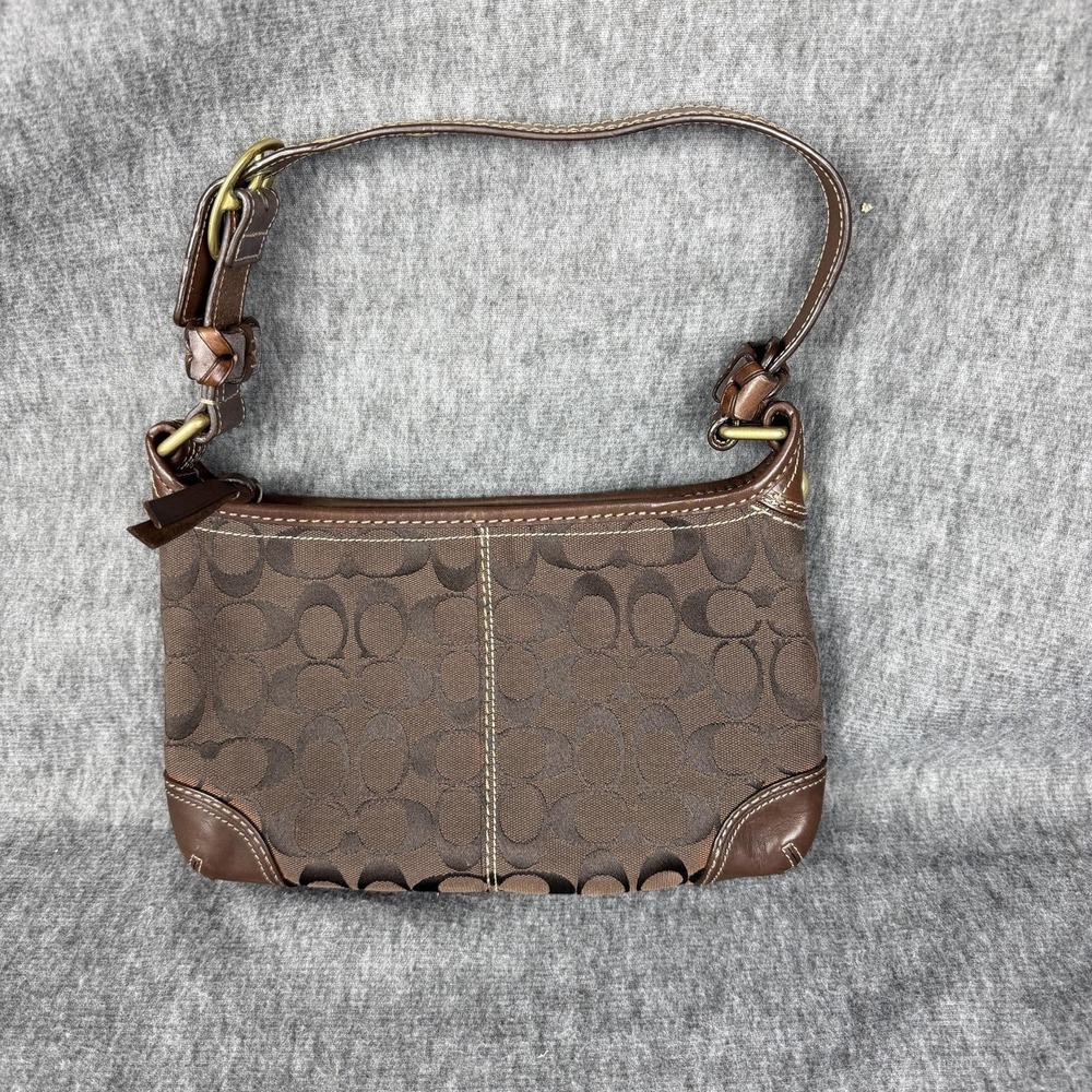 Vintage Y2K Coach Bleecker Signature Jacquard Shoulder/Hobo Bag Dark Brown 11430